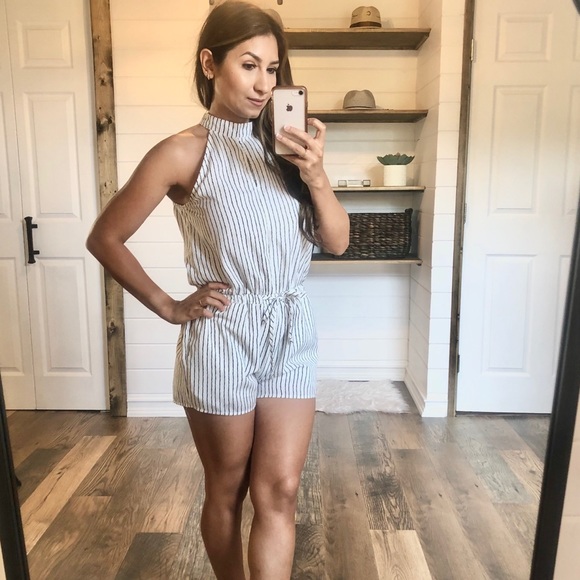 Pants - Lulus high neck striped romper